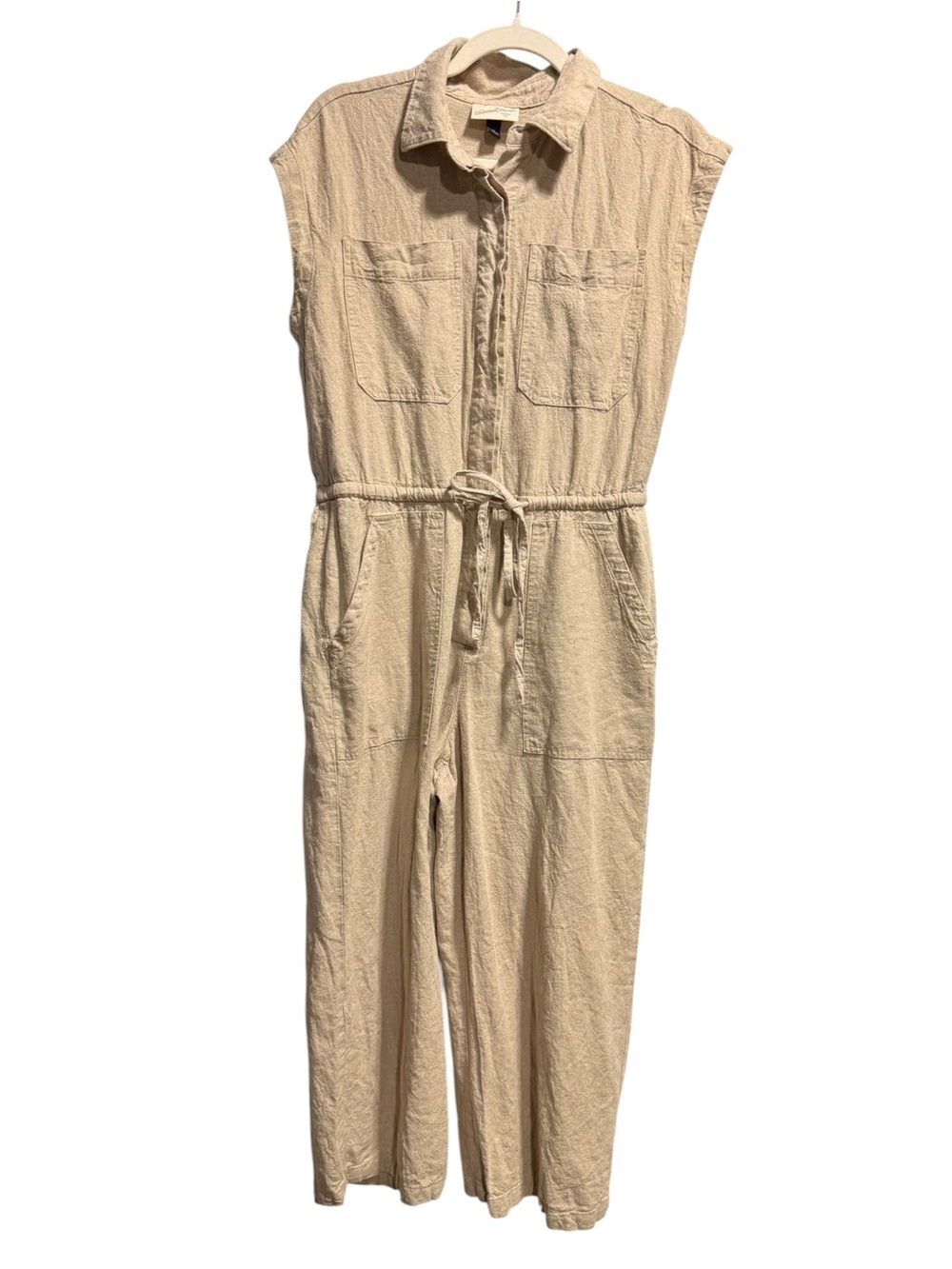 Universal Thread Linen‎ Blend Utility Jumpsuit Size 10 Drawstring Waist Button